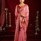 Rajwada Light Pink Silk Blend Woven Saree For Women