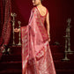 Rajwada Light Pink Silk Blend Woven Saree For Women