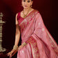 Rajwada Light Pink Silk Blend Woven Saree For Women