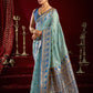 Rajwada Pastel Blue Silk Blend Woven Saree For Women