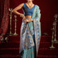Rajwada Pastel Blue Silk Blend Woven Saree For Women