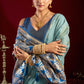 Rajwada Pastel Blue Silk Blend Woven Saree For Women