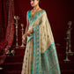 Rajwada Beige Silk Blend Woven Saree For Women