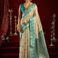 Rajwada Beige Silk Blend Woven Saree For Women