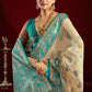 Rajwada Beige Silk Blend Woven Saree For Women