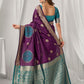 Rajwada Teal Blue and Wine Silk Blend Woven Saree For Women