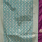 Rajwada Teal Blue and Wine Silk Blend Woven Saree For Women