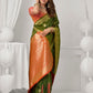Rajwada Teal Green and Orange Silk Blend Woven Saree For Women