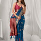 Rajwada Navy Blue and Pink Silk Blend Woven Saree For Women