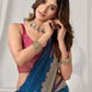 Rajwada Navy Blue and Pink Silk Blend Woven Saree For Women