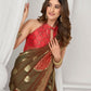 Rajwada Olive Brown and Red Silk Blend Woven Saree For Women