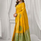 Rajwada Yellow and Green Silk Blend Woven Saree For Women