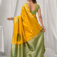 Rajwada Yellow and Green Silk Blend Woven Saree For Women