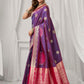 Rajwada Purple and Pink Silk Blend Printed Saree For Women