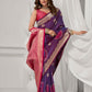 Rajwada Purple and Pink Silk Blend Printed Saree For Women