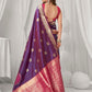Rajwada Purple and Pink Silk Blend Printed Saree For Women