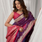 Rajwada Purple and Pink Silk Blend Printed Saree For Women