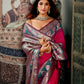 Rajwada Dark Pink Silk Blend Woven Saree For Women