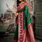 Rajwada Dark Green Silk Blend Woven Saree For Women