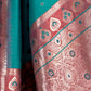 Rajwada Teal Green Silk Blend Woven Saree For Women