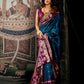 Rajwada Teal Blue Silk Blend Woven Saree For Women