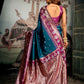 Rajwada Teal Blue Silk Blend Woven Saree For Women