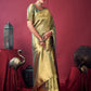 Rajwada Green Silk Blend Woven Saree For Women