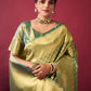 Rajwada Green Silk Blend Woven Saree For Women