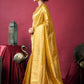 Rajwada Mustard Silk Blend Woven Saree For Women