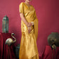 Rajwada Mustard Silk Blend Woven Saree For Women