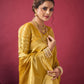 Rajwada Mustard Silk Blend Woven Saree For Women