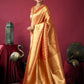 Rajwada Orange Silk Blend Woven Saree For Women