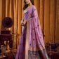 Rajwada Lavender Cotton Blend Woven Saree For Women