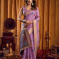 Rajwada Lavender Cotton Blend Woven Saree For Women