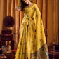 Rajwada Yellow Cotton Blend Woven Saree For Women