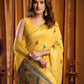 Rajwada Yellow Cotton Blend Woven Saree For Women