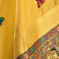 Rajwada Yellow Cotton Blend Woven Saree For Women