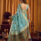 Rajwada Green Cotton Blend Woven Saree For Women