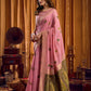 Rajwada Light Pink Cotton Blend Woven Saree For Women