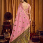 Rajwada Light Pink Cotton Blend Woven Saree For Women