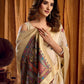 Rajwada Cream Cotton Blend Woven Saree For Women