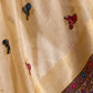 Rajwada Cream Cotton Blend Woven Saree For Women