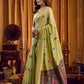 Rajwada Light Green Cotton Blend Woven Saree For Women