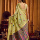 Rajwada Light Green Cotton Blend Woven Saree For Women