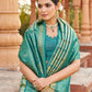 Rajwada Teal Blue Silk Blend Woven Banarasi Saree For Women