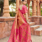 Rajwada Orange Silk Blend Woven Banarasi Saree For Women