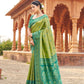 Rajwada Green Silk Blend Woven Banarasi Saree For Women