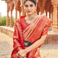 Rajwada Red Silk Blend Woven Banarasi Saree For Women