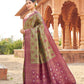 Rajwada Olive Silk Blend Woven Banarasi Saree For Women