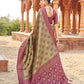 Rajwada Olive Silk Blend Woven Banarasi Saree For Women